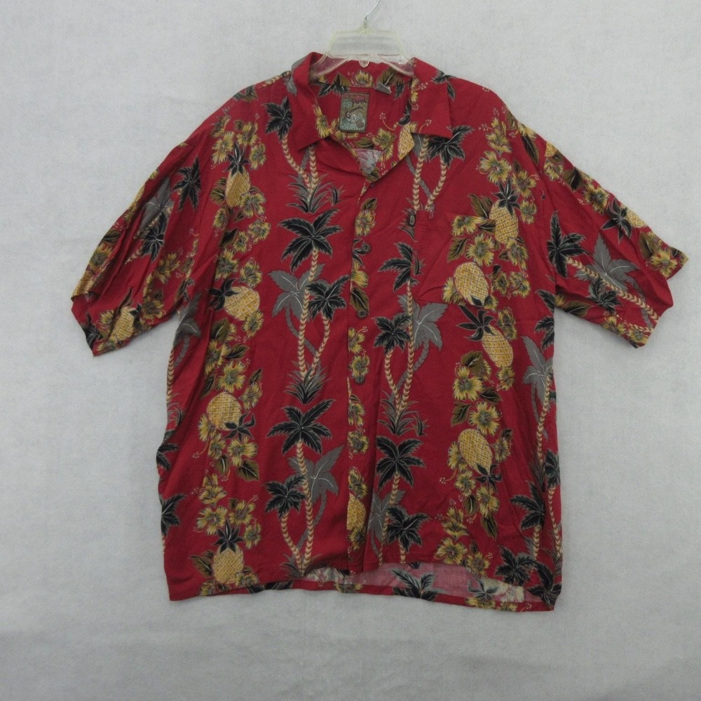 Pineapple Connection Shirt Mens XL Red Hawaiian Pineapple Aloha Button Up